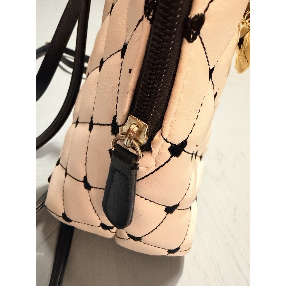 Betsey Johnson Backpack Purse White With Black Trim Gold Details - Picture 4 of 9